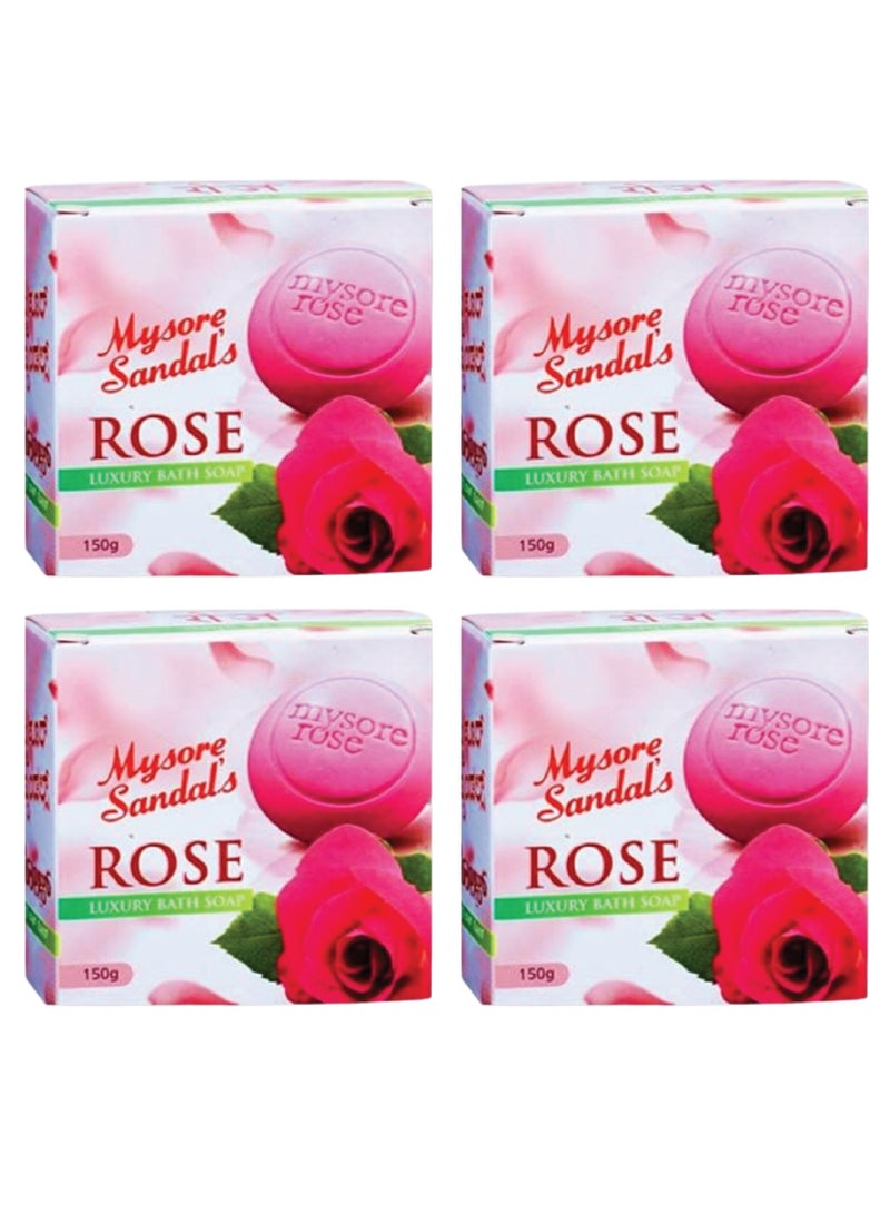 Mysore Sandal's rose luxury bath soap,150gm(Pack of 4) - Image 1